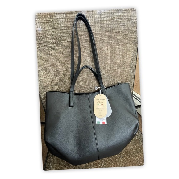 Viola Castellani Tote Genuine Leather Bag With Pouch